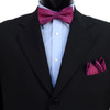 3pc Men's Fuchsia Clip-on Suspenders, Dots Bow Tie & Hanky Sets - FYBTHSU-FA#1