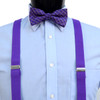 3pc Men's Purple Clip-on Suspenders, Plaid Bow Tie & Hanky Sets - FYBTHSU-PUR#1