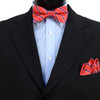 3pc Men's Red Clip-on Suspenders, Striped Bow Tie & Hanky Sets - FYBTHSU-RD#2
