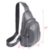 Charcoal Crossbody  Leather Sling Bag Backpack with Adjustable Strap - FBG1824-CHAR