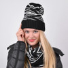 Women's 2pc Reversible Chevron Hat & Infinity Scarf Set - LKS5033-BK