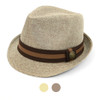 Spring/Summer Linen Weave Fashion Fedora with Two-Tone Band & Button FSS17107