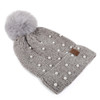 Women's  Pom Pom & Pearls Knit Winter Hat  - LKH5034