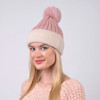 Women's  Pom Pom Two-Tone Knit Winter Hat  - LKH5035