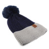 Women's  Pom Pom Two-Tone Knit Winter Hat  - LKH5035