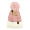 Women's  Pom Pom Two-Tone Knit Winter Hat  - LKH5035