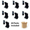 60 Packs Men's Black Heavy Duty Crew Socks- 3PK-WKS01-BK-60