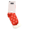 Women's Plush Sherpa Winter Fleece Lining Red Snowflakes Slipper Socks - LPS1002