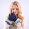 Women's Faux-Fur Cuff touch Screen Gloves with Non Slip Grip & Fleece Lining (LWG01)