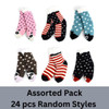 24 Pc Assorted Girl's Plush Fleece Lined Sherpa Slipper Socks - GWFLS-24pk
