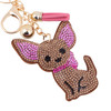 Bling Crystal Chihuahua Tassel Keychain -c