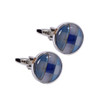 Silver and Blue Round Glass Stain Cufflinks-CL1807