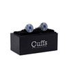 Silver and Blue Round Glass Stain Cufflinks-CL1807