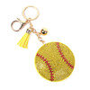 Gold Bling Crystal Baseball Sport Tassel Keychain -31250JO-G