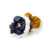 2pc Faux Leather and Fur Scrunchie Set (Navy/Mustard) - 2SHS-PU-4