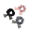 3pc Set- Shiny Velvet Scrunchie w/ Pearl Ribbon - 3SHS-BOW-4