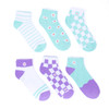 Ladies' Assorted Low Cut Flower 6 pre-pack Ribbed Socks-LN6F1644