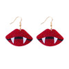 Red Vampire Lips Dangle Earrings- 28273HSI-G