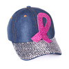 Breast Cancer Awareness Denim Crystal Bling Cap-CP9621