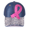 Breast Cancer Awareness Denim Crystal Bling Cap-CP9621