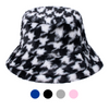 Ladies Plush Houndstooth Bucket Hat-BKHT1202