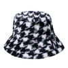 Ladies Plush Houndstooth Bucket Hat-BKHT1202