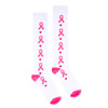 Ladies Knee High Breast Cancer Awareness Ribbon Socks-LNVS2004-WHT