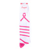 Ladies Knee High Breast Cancer Awareness Pink Ribbon Socks -LNVS2007-WHT