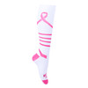 Ladies Knee High Breast Cancer Awareness Pink Ribbon Socks -LNVS2007-WHT