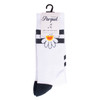Men's Retro Stripe Daisy Ribbed Socks -NVPS2041-WHT