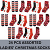 24 Pair Ladies Random Assorted Christmas Socks - LNVS24ASST-MAS