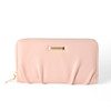 Pastel Ruched PU Leather Zip Wallet- LWBG1212