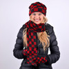 Women's Fleece Red & Black Checkered Winter Set WSET8040