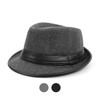 6pc Two Sizes Boy's Fall/Winter Fedora Hats with Leather Trim - BF0297