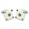 Silver Corner White Square Target Brass Cufflinks