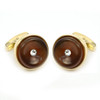 Gold-tone Brown Stone Crystal Target Round Brass Cufflinks