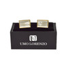 Gold-tone Crystal White Stone Rectangle Brass Cufflinks CL1438