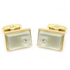 Gold-tone Crystal White Stone Rectangle Brass Cufflinks