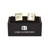 Gold-tone Crystal Black Stone Square Brass Cufflinks CL1439