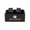 Silver-tone Crystal Black Stone Square Brass Cufflinks CL1447