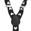 Men's Y-Back White Heart Adjustable Elastic Black Clip-on Suspenders