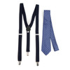 12pc Assorted Men's Black Clip-on Suspenders and Necktie Sets