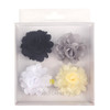 Assorted Solid Mini Bouquet Clutch Back Flower Lapel Pin 4pc Combo Set 4FLP-WHT