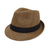 Spring/Summer Woven Fedora Hat with Black Band FSS17126