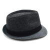 Fall/Winter Herringbone Fedora Hat with Grey Brim H171360-CHAR