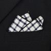 12pc Black & Beige 100% Cotton Checkered Plaid Pocket Square Handkerchiefs - CH1713