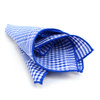 12pc Blue & White 100% Cotton Checkered Plaid Pocket Square Handkerchiefs - CH1716