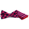 Men's Fuchsia Plaid Cotton Bow Tie & Matching Pocket Square - CBTH1711