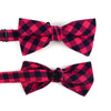 Men's Fuchsia Plaid Cotton Bow Tie & Matching Pocket Square - CBTH1711