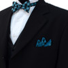 Men's Turquoise Plaid Cotton Bow Tie & Matching Pocket Square - CBTH1714